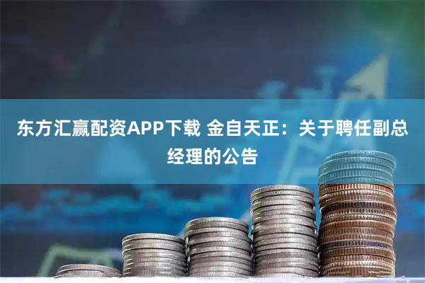 东方汇赢配资APP下载 金自天正：关于聘任副总经理的公告