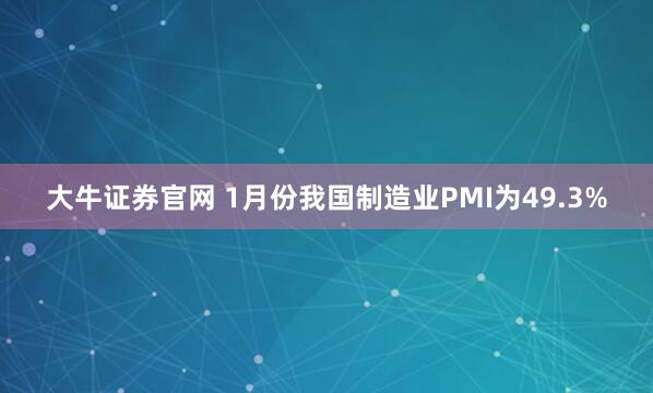 大牛证券官网 1月份我国制造业PMI为49.3%